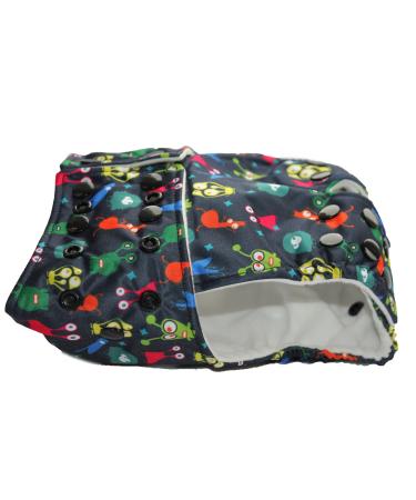 Glenndarcy Adjustable Waterproof Dog Diaper for Urinary Incontinence with 2 Washable Inserts Medium Space Monsters