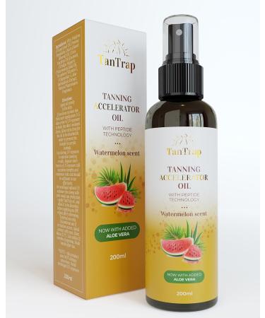 Peptide Tanning Accelerator Oil 200ml - Enhanced with Melanin Activating Peptides and Aloe Vera, Watermelon Scent - For Outdoor and Tanning Bed Use - Buy Online on GoSupps.com