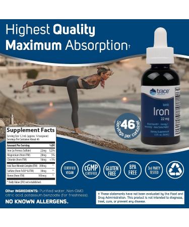 Liquid Ionic Iron Dietary Supplement Drops | 22mg Iron | Cognitive Function & Energy Support | Immune System Booster | 1.9 fl oz - Buy Online on GoSupps.com