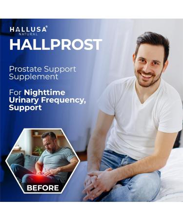 Hallusa Natural Hallprost - Prostate Health Supplement | Urinary Tract & Bladder Support Reduce Frequent Urination | Saw Palmetto Pygeum Pumpkin Seed Zinc Vitamin E | 180 Capsules - Buy Online on GoSupps.com