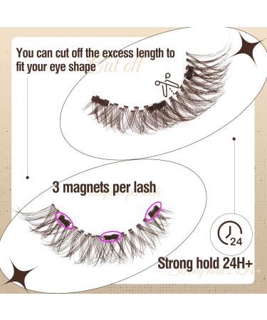 Magnetic Brown Eyelashes | No Glue Needed | Wispy False Lashes with Applicator | 1 Pair - Buy Online on GoSupps.com