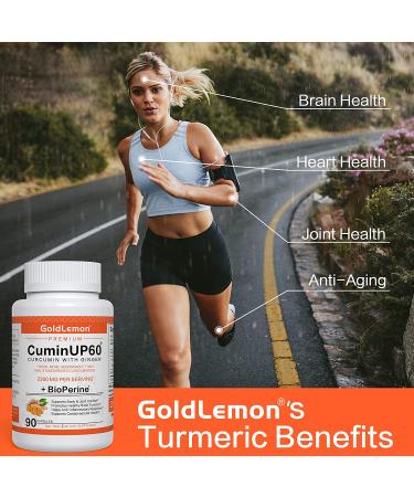 Turmeric Curcumin with Ginger, Black Pepper & BioPerine Supplement - 2300mg, 90 Capsules - Gluten-Free, Non-GMO - Enhanced Absorption Formula for Optimal Health - Buy Online on GoSupps.com
