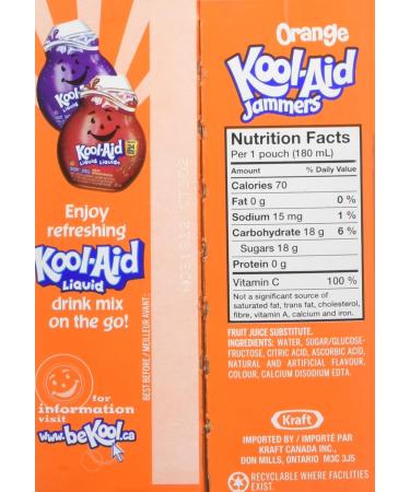 Kool-Aid Jammers Orange Flavour 1.8L (4 Boxes of 10 Pouches) - Buy Online on GoSupps.com