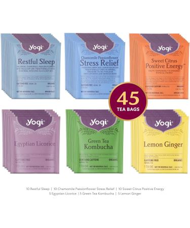 Yogi Canada Organic Tea Sampler Gift Box - Assorted Delicious Wellness Teas - 6 Favorite Herbal Green & Black Teas - Tea Gift Set & Variety Pack (45 Tea Bags) - Buy Online on GoSupps.com