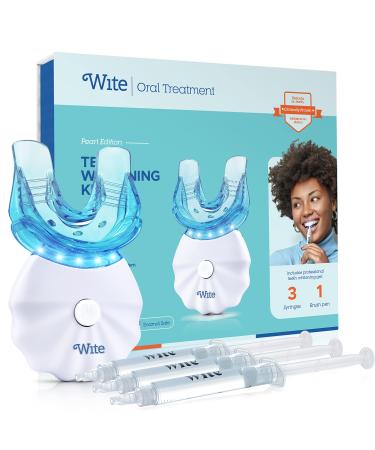 Dental Grade Teeth Whitening Kit with LED Light - Teeth Whitener Set Includes 3 Carbamide Peroxide Teeth Whitener Gels with Sensitive Teeth Whitening Pen  Mouthpiece Tray