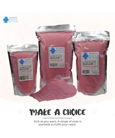 Baking Beauty and Beyond Premium Floss Sugar - 400g Bulk Cotton Candy Flossing Sugar with Natural Ingredients - Turkish Delight Flavour - Buy Online on GoSupps.com