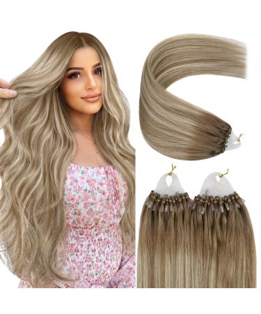 Youngsee Extensions real hair microring ombre microring extensions brown blonde microring extensions real hair 1g ombre real hair extensions microring 40cm Remy hair extensions microring 50g #8a/60/8a 40 cm micro 3-4- #8/60/8