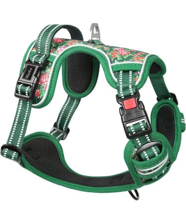 Buy Heele Dog Crockery & Adjustable Floral Green Running Harness - Reflective Lockable Snap Lock Anti-Train Design | International Shipping Available - Buy Online on GoSupps.com