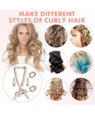 No Heat Hair Curling Kit for Long Hair Heatless Hair Curler with Hair Bands Clips Sleep Overnight EVA Foam Hair Rollers Wavy Curly Hiarstyles Pink - Buy Online on GoSupps.com