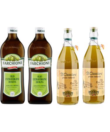 Italian Gourmet E.R. Farchioni Classic Extra Virgin Olive Oil 1 Litre 2 x Il Casolare Grezzo 1 Litre + Italian Gourmet Pulp 400g