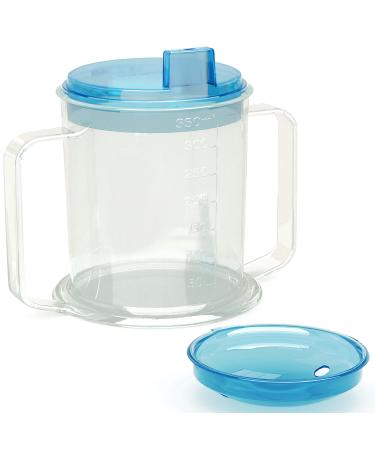 Drinking Cup/Beaker/Mug/Sippy Cup for Disabled Adults with Easy Grip Handles Anti Splash Spout and Travel Lid