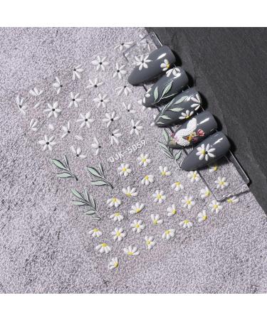 JMEOWIO 6 Sheets 3D Embossed Spring Flower Nail Art Stickers Decals Self-Adhesive 5D Colorful Summer Floral Line Nail Supplies Nail Art Design Decoration Accessories - Buy Online on GoSupps.com