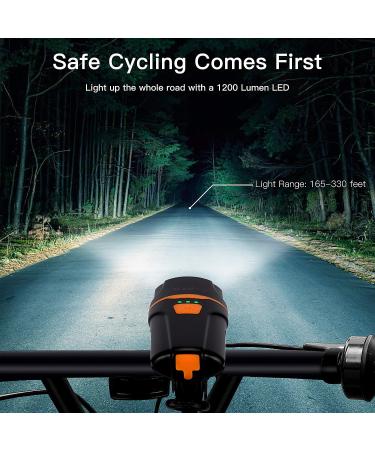 Wastou Super Bright Bike Front Light 1200 Lumen | IPX6 Waterproof 6 Modes Flashlight Torch | USB Rechargeable Tail Light - Buy Now! - Buy Online on GoSupps.com