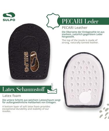Sulpo Heel Spur Pillows - 2 Pairs of Leather & Latex Foam Inserts for Pain Relief | Achilles Tendon Insoles for Men & Women (Size 42-46) - Black - Buy Online on GoSupps.com