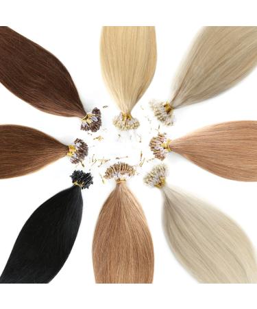 Microring real hair/loop extensions 100% Remy real hair hair extension ( #12 light brown - 100 x strands - 0.5g - 50cm) #12 - light brown