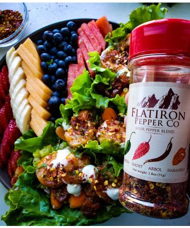 Flatiron Pepper Co Four Pepper Blend Red Chile Flakes 1.8 oz - Habanero Jalapeno Arbol Ghost Pepper - Premium Spice Blend - Buy Online on GoSupps.com