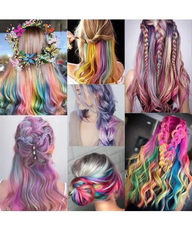 32 PCS Colored Clip in Hair Extensions - BEAHOT 17 Inch Rainbow Curly Wavy Hairpieces for Women, Kids, Girls - Synthetic Halloween Party Fashion Accessory - Buy Online on GoSupps.com