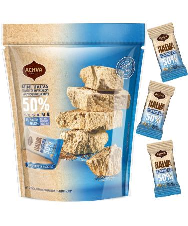 Achva Halva Mini snack bag -%50 Sesame Mini Halva gift pack vegan -friendly - of course processed - ideal for breakfast and as a snack - energy source (15 x 10 g)