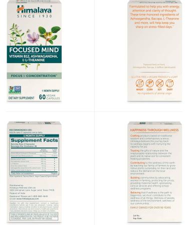 Himalaya Focused Mind: Ashwagandha Bacopa & L-Theanine for Enhanced Focus Energy & Attention - 60 Vegan Capsules Gluten Free 1 Month Supply - Buy Online on GoSupps.com