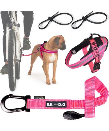 Bike and Dog - dog leash and dogs for the bike dishes with 3 rings 2 of which side including 2 special bicycle bridles.Patented.Dog leash and dog harness m pink - Buy Online on GoSupps.com