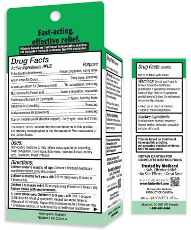 Kids Relief Allergy and Sinus Bundle Oral Liquid Formulas with Dropper for Chidren 0 to 12 Years Old 0.85 fl oz Each - Buy Online on GoSupps.com