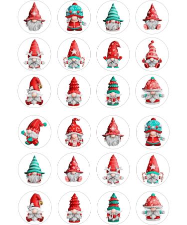 24 edible PRE CUT Christmas Gnome Gnomes kids childrens party decoration cupcake toppers on wafer rice paper - Buy Online on GoSupps.com
