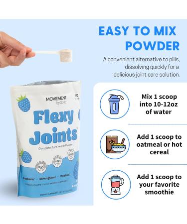 Flexy Joints Complete Joint Support Powder - Glucosamine Chondroitin MSM Boswellia D3 K2 for Mobility & Inflammation Relief - Blue Raspberry Flavor | 60 Servings - Buy Online on GoSupps.com