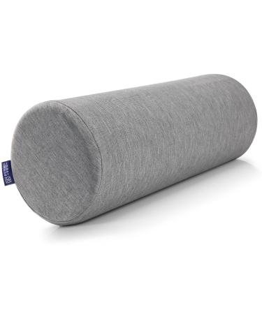 Neck Bolster Pillow Roll with Removable Washable Bamboo Oeko-TEX Cover - Ultra Comfortable with Memory Foam Core, Round Pillow for Lower Back, Knees, & Neck Support Cylinder Pillows, Grey