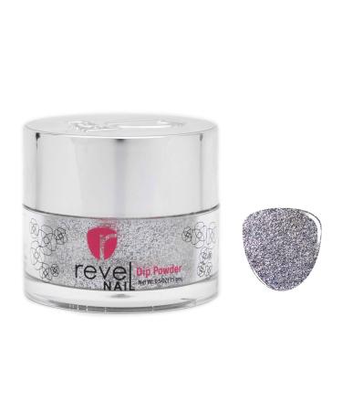 Revel Nail Dip Powder - Silver Glitter Dip Powder for Nails, Chip Resistant Dip Nail Powder with Vitamin E and Calcium, DIY Manicure Phoebe