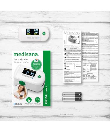 Medisana PM 100 Connect Pulse Oximeter - Measure Blood Oxygen Saturation | OLED Display | One-Touch Operation | Bluetooth & Vitadock App - International Shipping Available - Buy Online on GoSupps.com