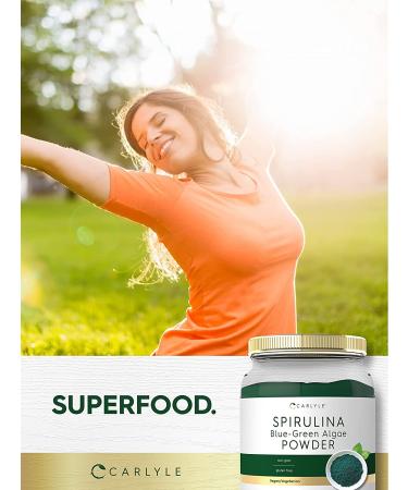 Spirulina Powder 2.2 lbs for Smoothies | Blue Green Algae | Vegan, Non-GMO, Gluten Free | 8g Spirulina per Serving | by Carlyle - Buy Online on GoSupps.com