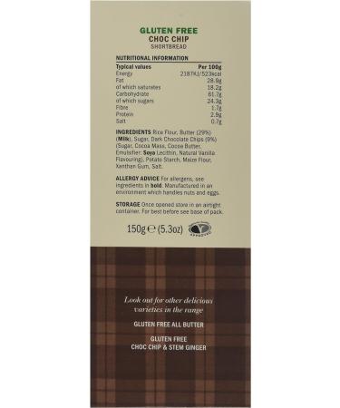 Deans Gluten Free Shortbread Biscuits - Wheat Free 150g Box Chocolate Chip Flavour & Great Texture. All Butter Snack Choc Chip Cookies Slowly Baked By Hand To An Original Scottish Recipe - Buy Online on GoSupps.com