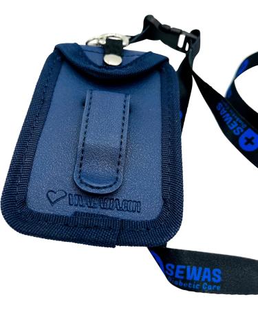 Sevas Diabetic Care Shoulder Bag for Freestyle Libre 1 2 & 3 - Dark Blue with Belt Clip & Viewing Window - Perfect for Diabetes Management - Buy Online on GoSupps.com