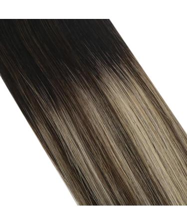 Moresoo Balayage Tape in Human Hair Extensions - Natural Black to Dark Blonde Ombre with Strawberry Blonde Highlights | Remy Hair 14 Inch 20 Pieces/50g - Buy Online on GoSupps.com