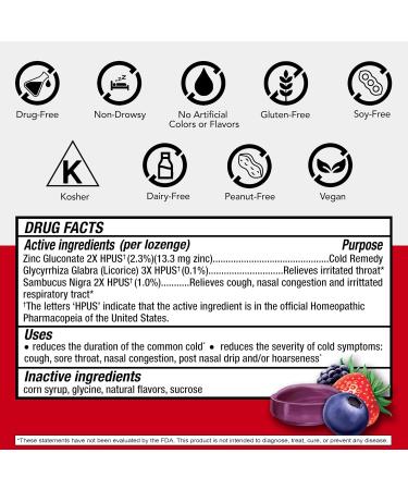 Cold-Eeze Plus Natural Mixed Berry Zinc Lozenges Multi-Symptom Relief Reduces Duration of The Common Cold Sambucus Nigra to Relieve Cold & Flu Symptoms 25 Ct Pack of 2 - Buy Online on GoSupps.com