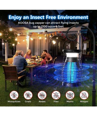 KOOSA Solar Bug Zapper - Cordless & Waterproof Mosquito Zapper with 4200V UV Light - 3-in-1 Fly Zapper for Outdoor Use - Effective Up to 2100 Sq Ft - Buy Online on GoSupps.com