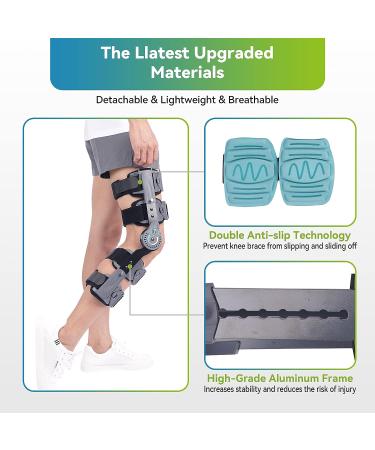Komzer Hinged Knee Brace - Adjustable Orthopedic Post Op Support for Left and Right Leg - Buy Online on GoSupps.com