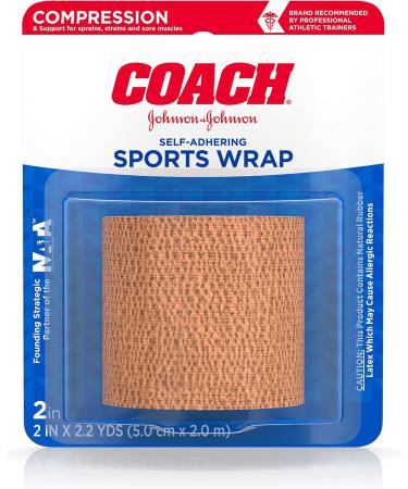 Johnson & Johnson Coach Self-Adhering Elastic Sports Compression Wrap Bandage - Pack of 3, 2x2.2 yd, for Sprain, Strain & Joint Support - Buy Online on GoSupps.com