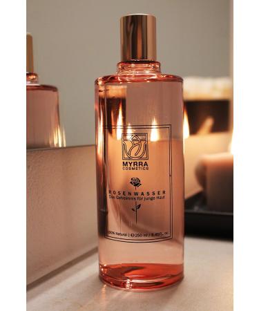  MYRRA COSMETIC Rose Water 100% Natural Facial Water Vegan and Natural 1:1 Concentration Floral Water Soothing Natural Cosmetics Rose Water Cleansing Water for Face and Skin 250 ml - Buy Online on GoSupps.com
