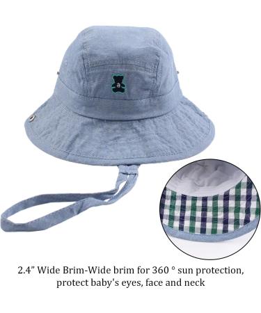 XIAOHAWANG Baby Boy Dinosaur Bucket Hat - Blue Bear Design | 1-2 Years | Summer Beach Cap for Infant Toddler Boys - Buy Online on GoSupps.com