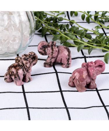 NUPUYAI Elephant Figure - Gemstone Crystal Blasting Stone | Healing Lucky Charm | Reiki Feng Shui Decoration - Rhodonite - Buy Online on GoSupps.com