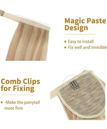 16 inch Wrap Around Ponytail Extension Human Hair 100% Real Remy One Piece Clip in Hair Pieces for Women Natural Invisible Highlights (80g #18P613 Ash Blonde&Bleach Blonde) - Buy Online on GoSupps.com