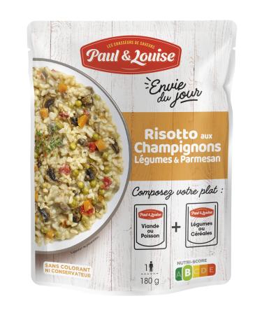 Paul & Louise Envie Du Jour Risotto with Mushrooms, Vegetables and Parmesan 180 g – Microwavable Bag – Ready in 2 Minutes – C