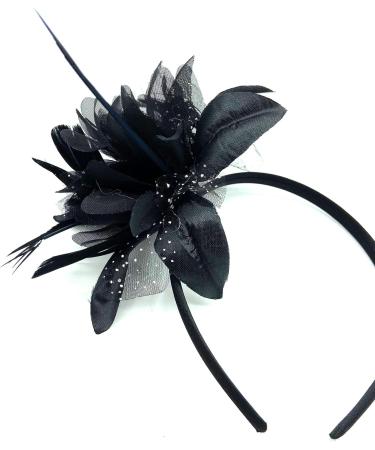 Feather Aliceband Headband Fascinator Ladies Hair Piece Weddings Races Ascot Christening (Black) - Buy Online on GoSupps.com