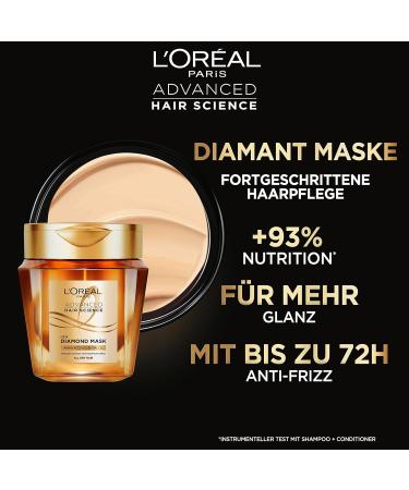 L'Or al Paris Nourishing Diamond Mask - Intensive Care for All Hair Types with Amino Acids & Essential Oils | Advanced Hair Science 250 ml - Buy Online on GoSupps.com