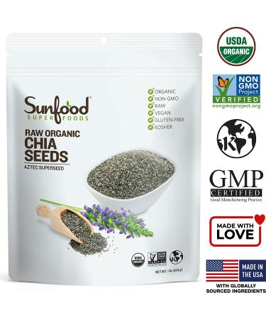 Buy Sunfood Raw Organic Chia Seeds 1 lb - Superfood for Health & Wellness - Buy Online on GoSupps.com