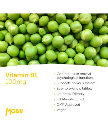 Vitamin B1 Thiamine 100mg 120 Tablets - Supports Heart, Immune & Psychological Function - Vegan - MOBU UK - Buy Online on GoSupps.com