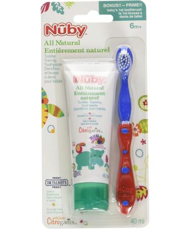 Nuby Citroganix Toddler Toothpaste with Toothbrush - Red/Blue - Buy Online on GoSupps.com