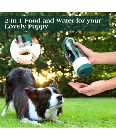 TIOVERY Upgraded Dog Water Bottle - Portable Pet Water Dispenser with Food Container for Outdoor Walking, Travel, Hiking - 12oz - Buy Online on GoSupps.com
