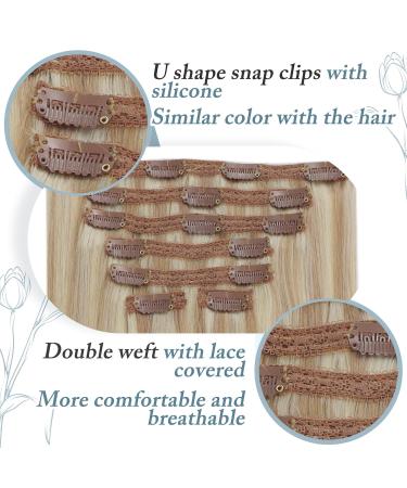 Buy Runature Clip-In Real Hair Extensions - 40cm Ash Blond #18P60 with Platinum Highlights 120g 7PCs - Sleek Natural Look for Effortless Style - Buy Online on GoSupps.com